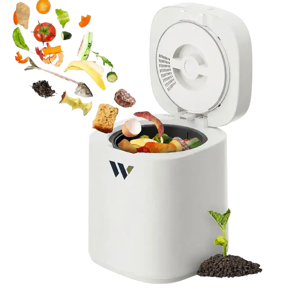 Open Wawli WL-1 household composter containing suitable food scraps
