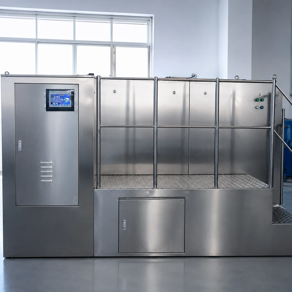 Industrial touchscreen displaying organic waste treatment process controls