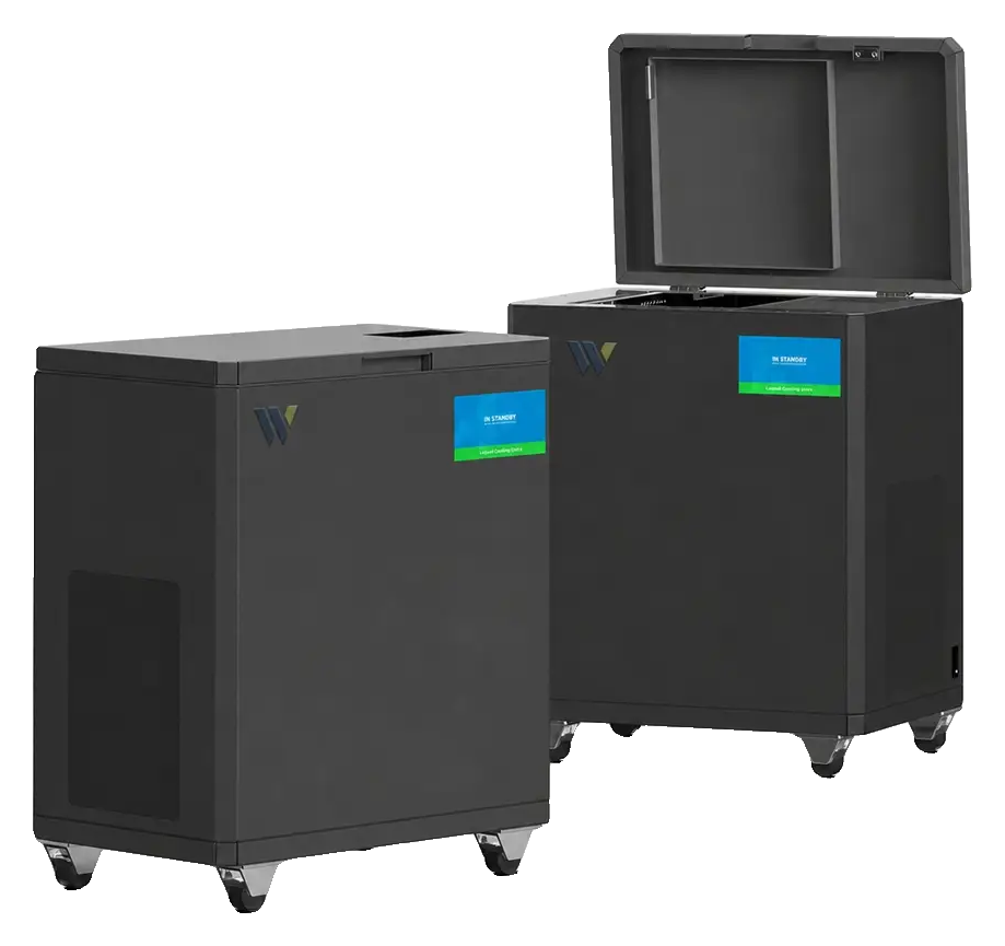 Wawli WL-5 commercial composter shown closed and with its lid open