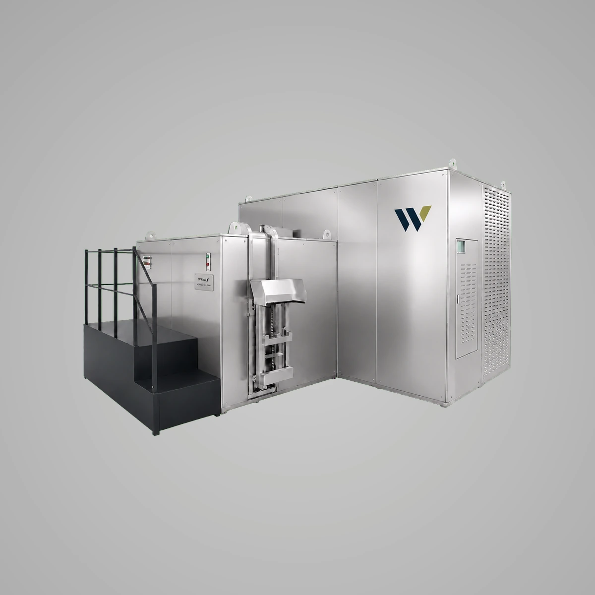 Wawli 10T Industrial Composter, photographed against a grey studio background